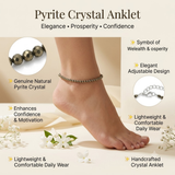 Shop Your Fortune Double Pyrite Crystal Anklet for Women & Girls | Natural Gemstone Adjustable Anklet | Premium Handmade Fashion Jewelry