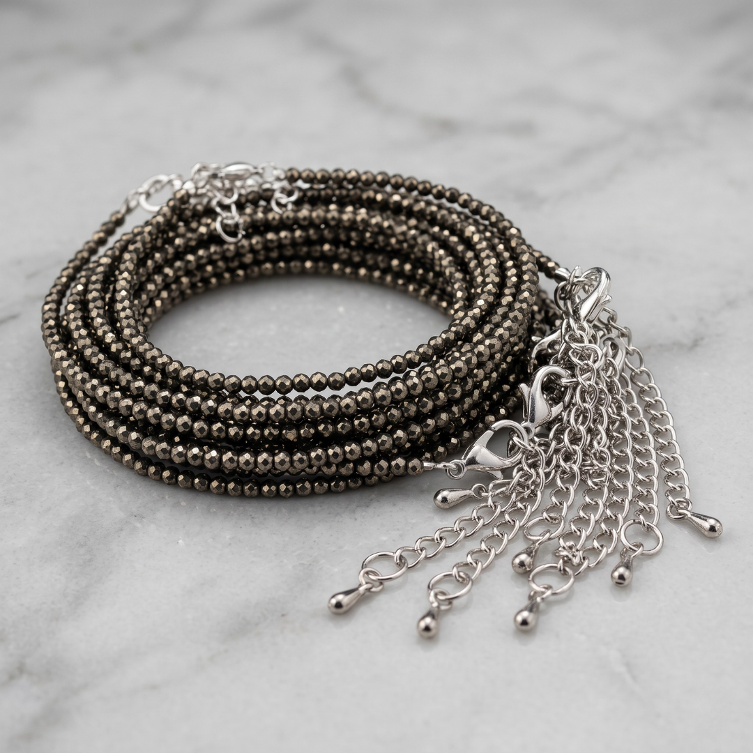 Shop Your Fortune Double Pyrite Crystal Anklet for Women & Girls | Natural Gemstone Adjustable Anklet | Premium Handmade Fashion Jewelry