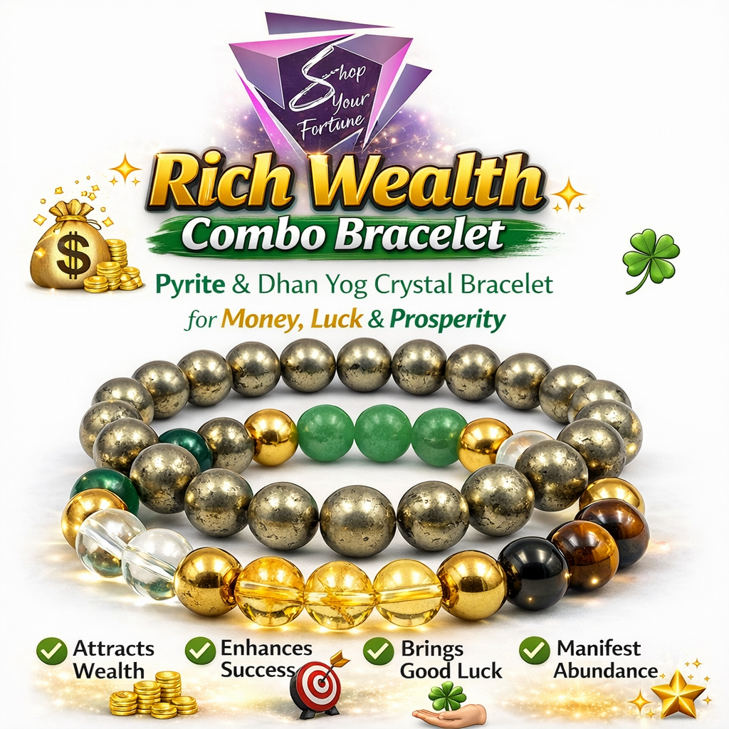 Rich Wealth Combo Bracelet – Dhan Yog Crystal & Pyrite Stone Bracelet for Money, Success & Positive Energy