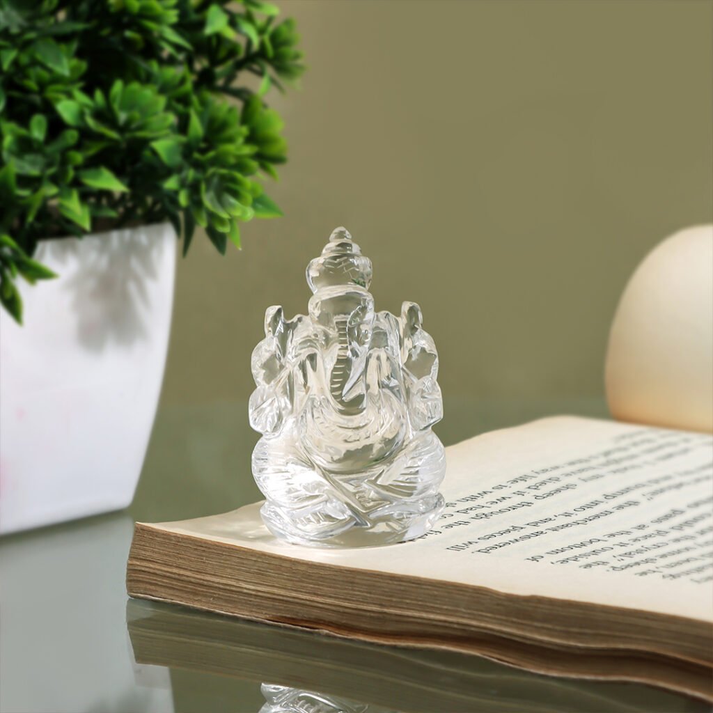 Clear Quartz Ganpati Murti
